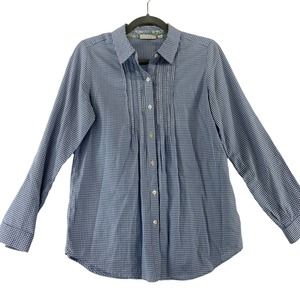 J Jill Uncommon‎ Threads Womans Blue Check Top Sz XS Button Down